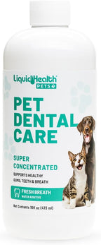 LIQUIDHEALTH Pet Dental Care Water Additive for Dogs & Cats - Fast Acting Pet Bad Breath Freshener, Dog Mouth Wash, Animal Oral Dental Rinse, Plaque & Tartar Teeth Cleaning Solution, USA Made (16 oz)