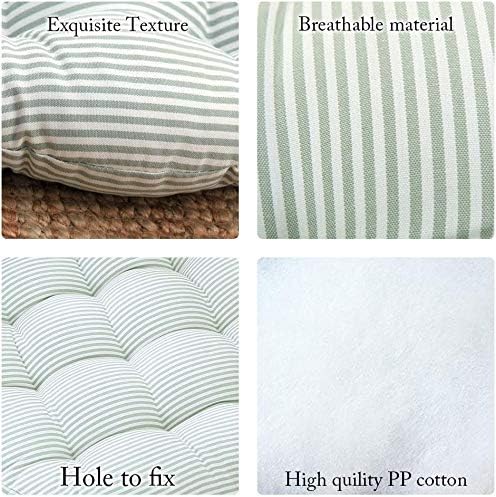 Tiita Stripe Patio Seat Cushions 22"x22" Round Chair Pads Home Floor Cushion Window Pad Set of 2 Throw Pillows Indoor/Outdoor, Green
