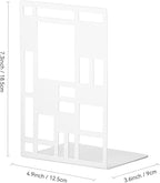 Book Ends, Bookends, Book Ends for Shelves, Bookends for Heavy Books, Book Divider Decorative Holder, Metal Heavy Duty Bookend White 1 Pair, Abstract Art Desgin Book Stopper Supports for Office, Home