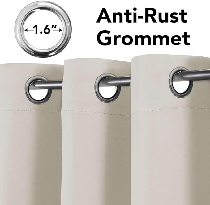 H.VERSAILTEX Ultra Soft Microfiber Thermal Insulated Antique Copper Grommet Blackout Curtains/Window Treatment Draperies 52 by 72 - Inch for Living Room/Bedroom, Set of 2 - Fog