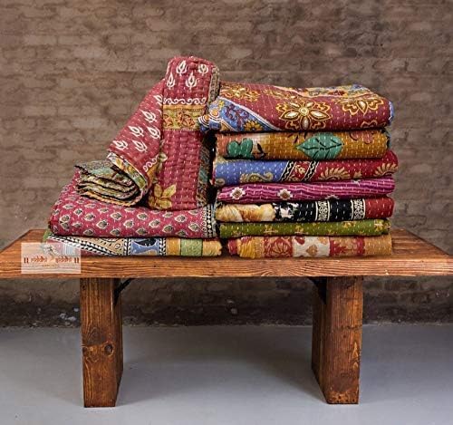 Wholesale Mix lot Tribal Kantha Quilts Reversible Vintage Cotton Bedspread Sari Throw Old Assorted Patches Bed Cover Rally (1 Pc)
