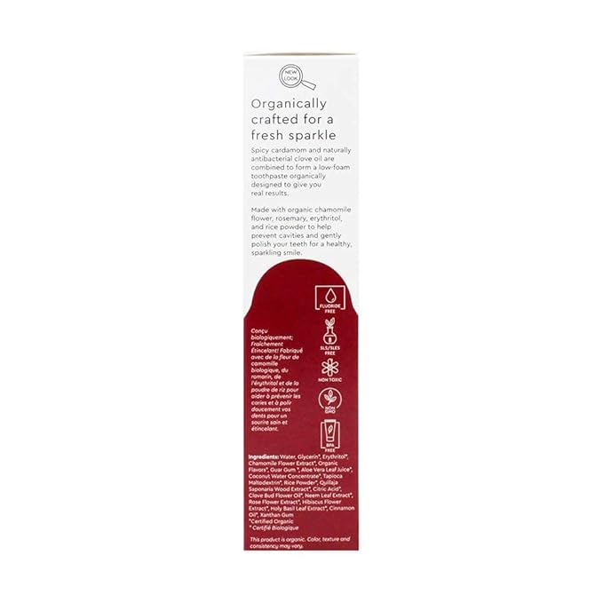 RADIUS USDA Organic Toothpaste 3oz Non Toxic Chemical-Free Gluten-Free Designed to Improve Gum Health & Prevent Cavity - Clove Cardamom - Pack of 2
