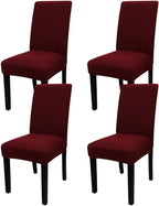 JQinHome 4 Pcs Dining Chair Slipcover, High Stretch Removable Washable Chair Seat Protector Cover for Home Party Hotel Wedding Ceremony