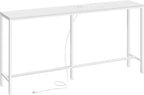 SUPERJARE Console Table with Outlet, 63 Inch Sofa Table with Charging Station, Narrow Entryway Table, Skinny Hallway Table, Behind Couch Table, for Living Room, Plants, White
