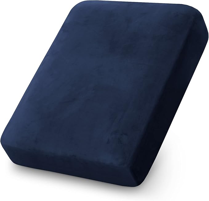 PrinceDeco Stretch Velvet Couch Cushion Cover,Soft Fitted Cushion Slipcover for Arm Chair Sofa Cushion Furniture Protector Seat Cushion Sofa Cover Width Up to 29.5", Navy