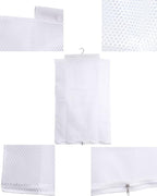 ALYER Breathable Mesh Laundry Hamper,Foldable Hanging Closet Storage Basket,Portable Space Saving Dirty Clothes Bag (White)