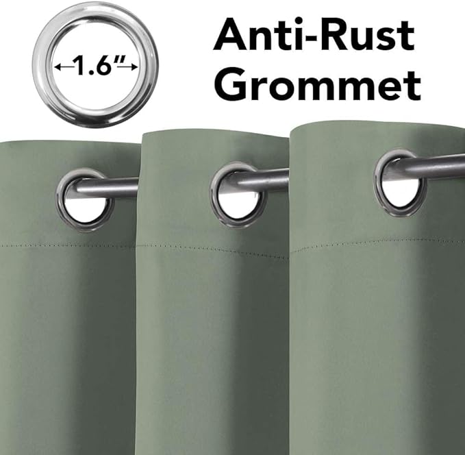 H.VERSAILTEX Ultra Soft Microfiber Thermal Insulated Antique Copper Grommet Blackout Curtains/Window Treatment Draperies 52 by 72 - Inch for Living Room/Bedroom, Set of 2 - Cyan