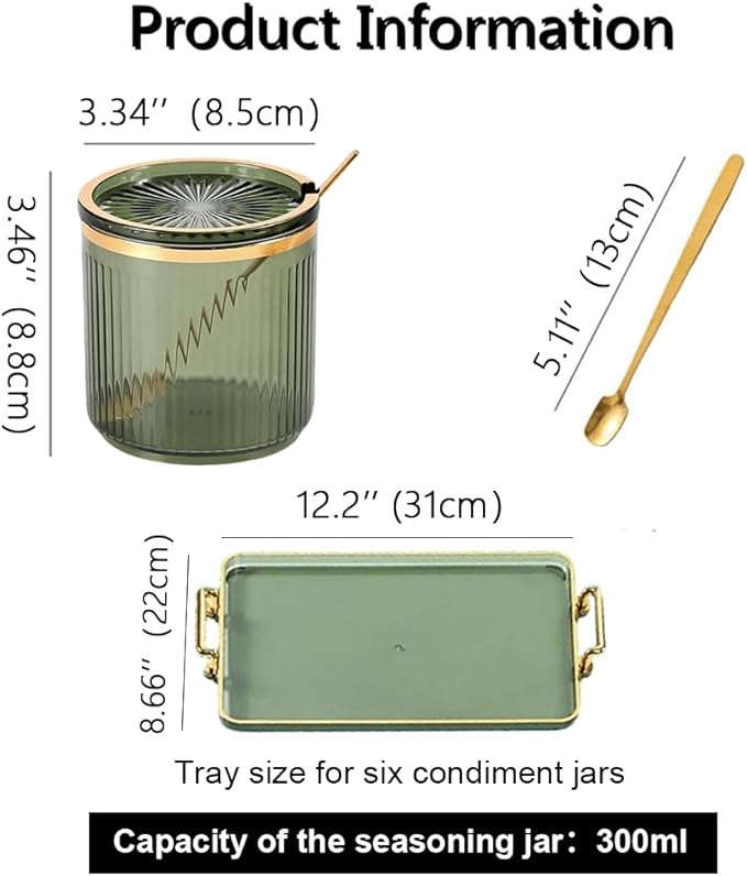 Acrylic Condiment Spice Jars,Condiment Spice Box With Lids and Spoons and Tray,Clear Plastic Condiment Canisters,Seasoning Box 6 Pack,Seasoning Box Set for Kitchen to Storage Salt,Paprika,Sugar