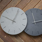 Stephanie Imports Modern Minimalist Concrete Hiding Gray (Numberless Dial) Silent Wall Clock