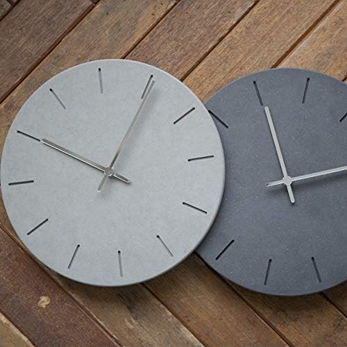 Stephanie Imports Modern Minimalist Concrete Hiding Gray (Numberless Dial) Silent Wall Clock
