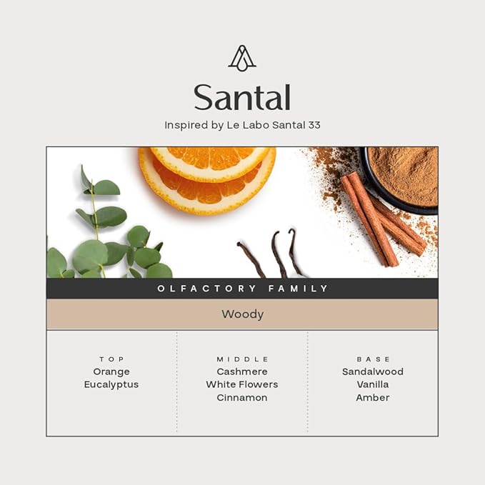Aromaplan Hotel Scents Santal, 1.7 Fl Oz (50 ml)- Home Luxury Aroma & Hotel Fragrance Essential Oil- Hotel Essential Oil for Aromatherapy- USA Made, Bolder Aroma & Longer Lasting