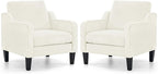 VINGLI Mid Century Modern Accent Chairs Set of 2, Comfy Armchair Chenille Sofa Upholstered Side Reading Chair for Living Room, Bedroom, Play Room, Apartment, Office