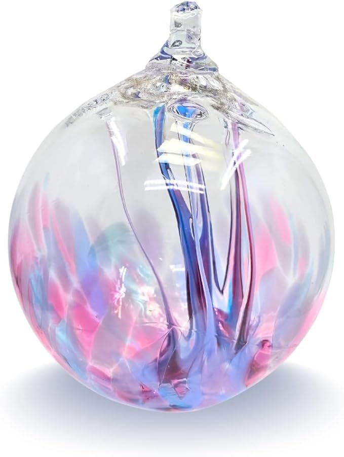 Luke Adams Handmade Glass Gazing Balls for Garden on Clearance – Hand Blown Glass Gazing Ball for Yard Décor – Decorative Garden Globe (Hydrangea)