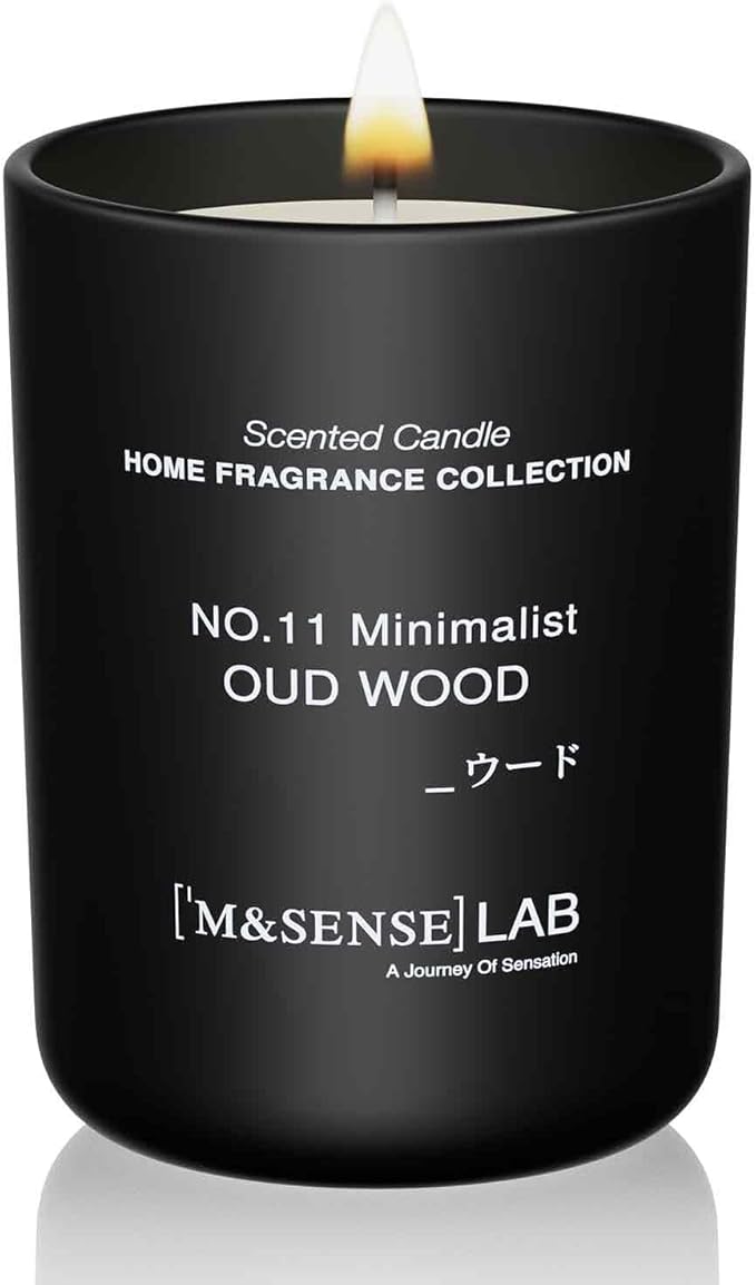 M&SENSE Natural Soy Candle| Oud Wood | 8.82 oz, 50H Burn | Minimalist Scented Candle for Relaxation, Gifting, Home Décor | for Bedroom, Office, Party Medium