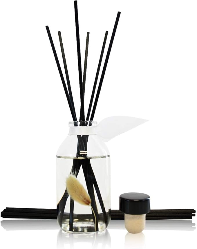 LOVSPA Reed Diffuser Set, Clean Cotton Blossom Scented Oil Diffuser with Sticks, Home Fragrance Accessories for Bathroom Shelf Decor, Aroma Diffusers for Home or Office Desk, USA Made