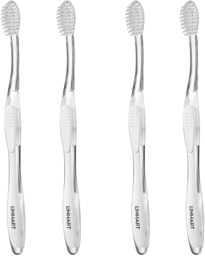 LINHART Extra Soft Toothbrush – Teeth Whitening Toothbrush with Multi Length Bristles, 4 Pack