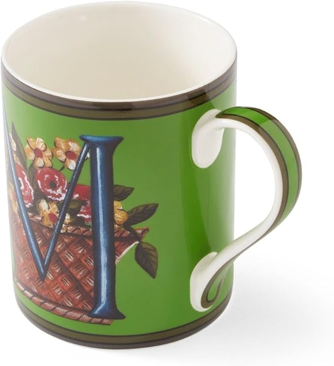 Spode Kit Kemp Alphabet Mug - Letter M Monogram in Fine China, 12oz Ceramic Coffee Cup for Hot Drinks, Personalized Drinkware for Unique Gifts, Dishwasher Safe Tea or Coffee Mug - Gift Box Included