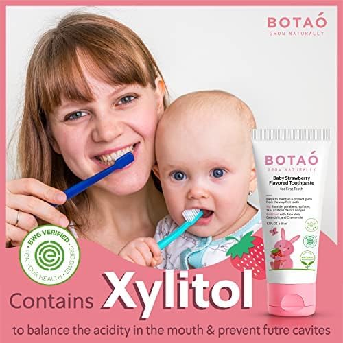 Fluoride Free Baby Toothpaste | Natural Toddler Toothpaste | Strawberry Flavored - Training Toothpaste for Toddlers | EWG Verified, Vegan, SLS Free, Safe to Swallow, Aloe Vera (3 Pack)
