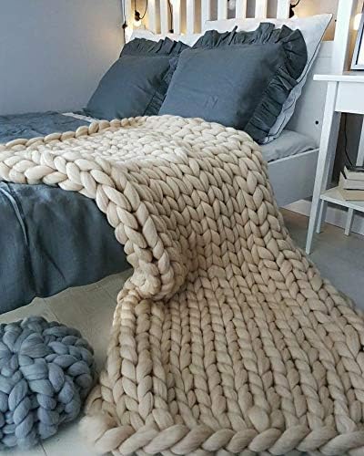 Knitted Throw Blanket for Sofa,Handmade Knit Chunky Blanket Throw Sofa Throw for Gift Sofa Bed,Chunky Knit Blanket(Camel 40 inch x60 inch ),100x150 cm