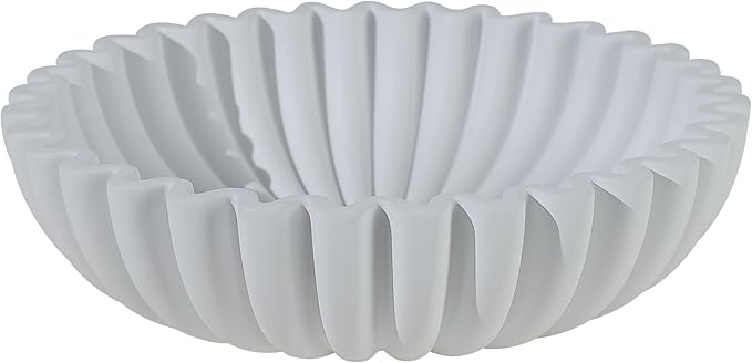 Modern Concrete Decorative Bowl for Kitchen Counter - Large White Fruit Bowl, Key Bowl for Entryway Table, Coffee Table Decor