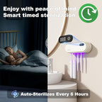 UV Toothbrush Sanitizer Holder for 4 | Wall Mounted Toothbrush Holder for Bathroom with Fan Drying | USB Rechargeable Toothbrush Cleaner & Sterilizer, No Drill Install, Modern Design (White)