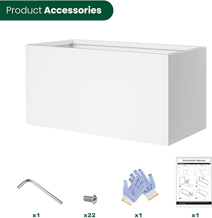 White Steel Planter Outdoor Indoor Planter Box Galvanized Steel Metal Large Planters Rectangular Flower Pot 31.5 In L x 16 In W x 16 In H Modern Commercial Residential for Trees Patio Deck Yard Garden