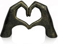 Top Brass Large Rustic Heart Hands Sculpture, 9 3/4” Resin Love Statue – Romantic Decor Accent for Shelf or Mantel – Perfect for Wedding, Valentine's Day or Anniversary (Rustic Cast Iron)
