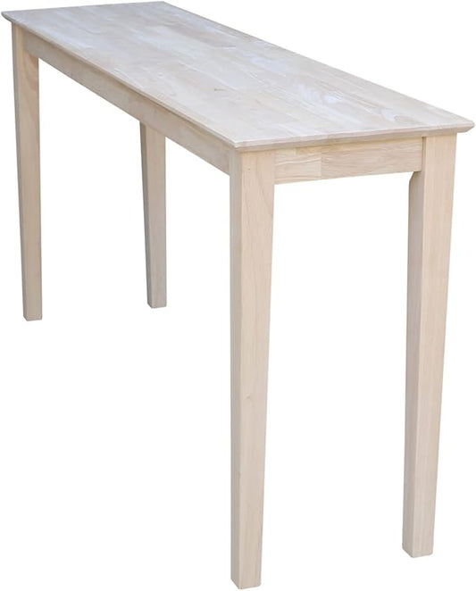 IC International Concepts Extended Length Shaker Console Table, 60" W x 16" D x 30" H Real/Solid Parawood, Kitchen/Dining, 50 Lbs. Wt. Capacity, DIY, Paint/Stain In Any Color, Unfinished