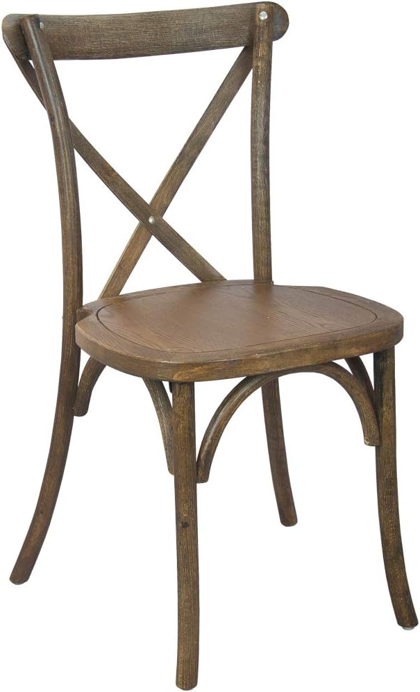 EMMA + OLIVER 2-Pack Hand Scraped Dark Natural X-Back Chair