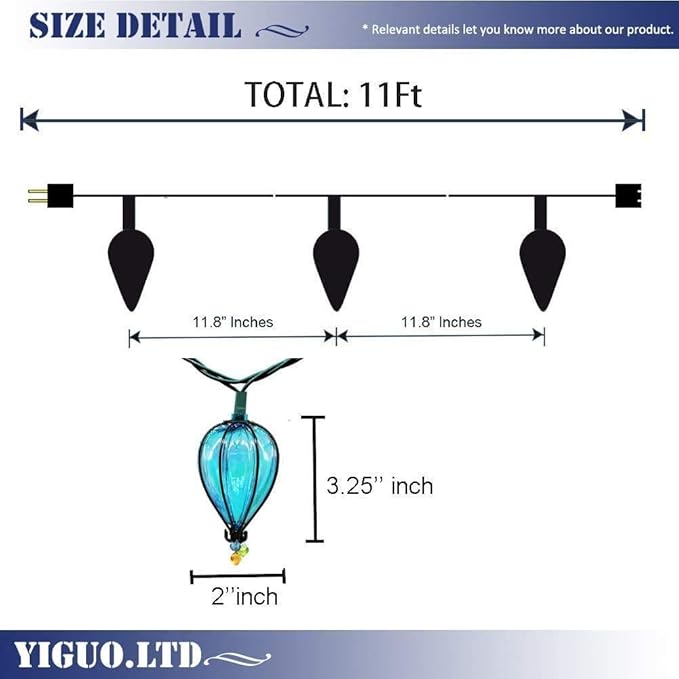 11FT Multicolor String Lights with 10 Bulbs, UL Listed Connectable Waterproof Decorative LED Lights Hanging for Backyard Patio, Indoor/Outdoor for Christmas Wedding Party Festival Lighting