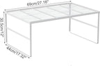 Kitchen Cabinet Storage Shelf Stackable Wire Spice Rack Organizer Heavy Duty Space Saver for Bathroom Bedroom Closet Laundry Room Office Countertop - White, Pack 1