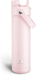 Insulated Water Bottle with Straw - Encool Stainless Steel Water Bottle, Leak-Proof, BPA-Free, Double Wall Vacuum Keeps Cold for 24 Hours for Sports, Travel, School (26 oz, Cotton Candy)