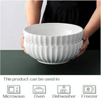 DOWAN 9.8'' Serving Bowls, 86 oz White Serving Platters, Large Ceramic Serving Dishes, Fruit Bowl, Set of 2, for Entertaining, Party, Kitchen, Dinner, Banquet, Housewarming Gift, Soft White