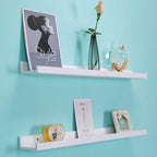 AZSKY Floating Picture Shelves Denver Modern Wall Mount – Long Narrow Picture Ledge - 36 Inch Set of 2 Mounting Hardware Included Pine