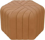 homary 18.5" Hexagonal Pouf Ottoman Upholstered, Velvet Footrest Rest Stools Modern Sofa Footrest Entryway Shoe Changing Stool, Low Coffee Table Footstool for Living Room/Bedroom/Entrway-Brown