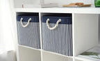 TcaFmac Organization and Storage Basket for Shelves - Large 2 Pack 16x12x12 inch Fabric Storage Cubes, Collapsible Storage Bins for Gift Closet Cloth Toy Books Kids (Navy Patchwork)