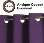 H.VERSAILTEX Ultra Soft Microfiber Thermal Insulated Antique Copper Grommet Blackout Curtains/Window Treatment Draperies 52 by 72 - Inch for Living Room/Bedroom,Set of 2 - Plum Purple