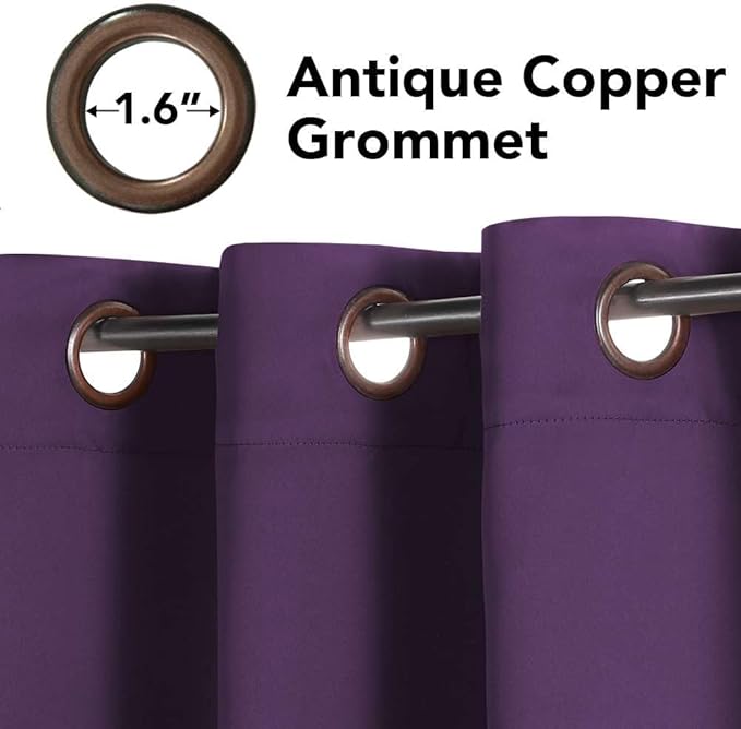 H.VERSAILTEX Blackout Thermal Insulated Room Darkening Window Treatment Extra Long Curtains/Drapes,Grommet Panels (Set of 2,52 by 96 - Inch,Solid Plum Purple)