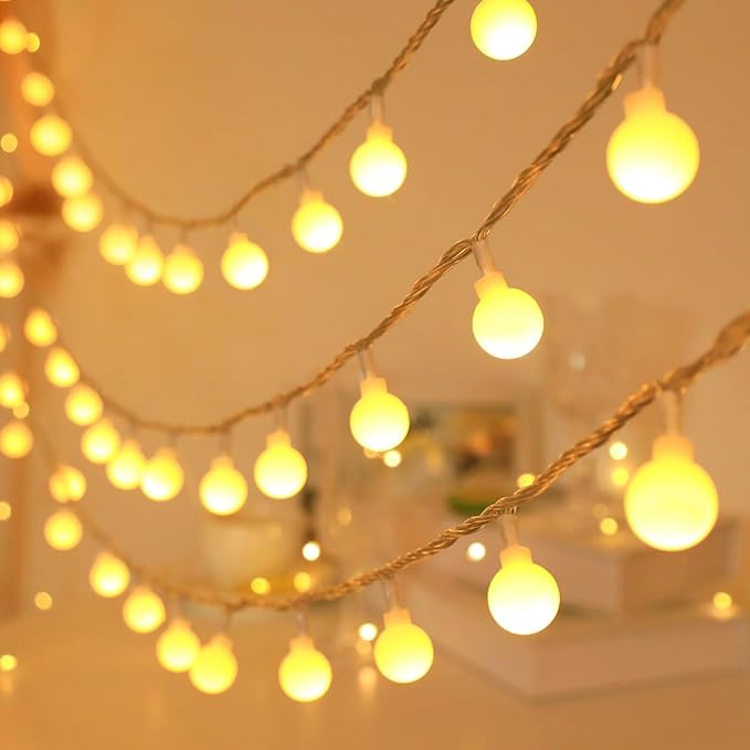 Globe String Lights for Bedroom, 49 Feet 100 LED Fairy Lights Plug in, 8 Modes Warm White Christmas String Lights for Indoor Outdoor Patio Party Garden Wedding Christmas Tree Decor