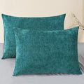 CaliTime Throw Pillow Covers Decorative 20 X 26 Inches Pack of 2 Cozy Chenille Standard Pillow Shams Cases for Couch Sofa Bed Living Room Home Teal