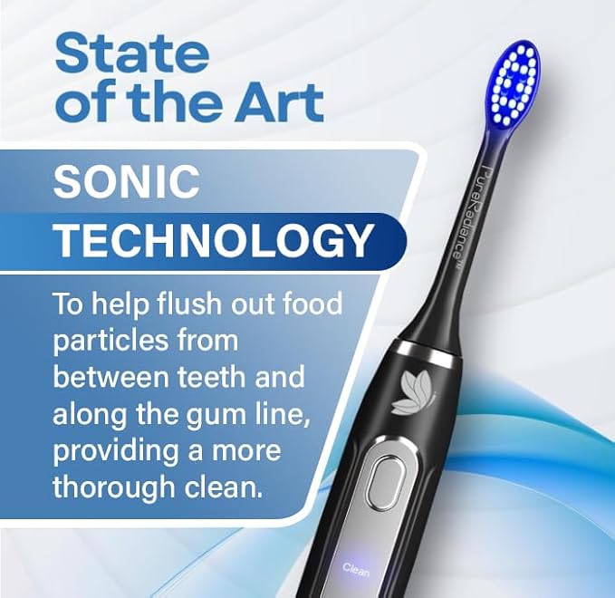 LED Whitening Electric Toothbrush – Waterproof, Sonic Brush with 6 LED Lights for Whitening, Soft Bristles, Rechargeable, Travel Case Included – Ideal Electric Toothbrush for Adults