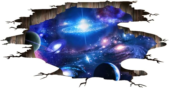 Blue Purple Galaxy Wall Decals, Removable Sticker,The Art Magic 3D Milky Way Dreamscape Home Decor (4 Sheets)