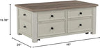 Signature Design by Ashley Bolanburg Farmhouse Lift Top Coffee Table with Drawers, Antique Cream & Brown