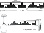 Wine Glass Rack - Under Cabinet Stemware Wine Glass Holder Glasses Storage Hanger Metal Hanging Organizer for Bar Kitchen, Black 4 Rows 2 Packs