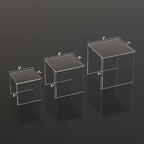 Clear Acrylic Risers 3 pcs, Square Acrylic Food Display Stands Tabletop, Display Shelf for Vendors, Collectibles, Funko Pop, Food, Glasses, Perfume, Small Plants - 5''x6''x7''