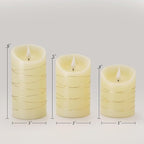 Homemory Flameless Candles with String Lights, 3 Pack Embedded Fairy String Lights LED Candles, Electric Flickering Candles with Remote Control and Timer, Real Wax, Ivory White