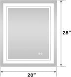 WELLFOR LED Bathroom Vanity Mirror 20 x 28 Inch, Lighted Anti-Fog Dimmable Mirror, IP44 Waterproof Wall Mounted Makeup Mirror, Packed with US Standard Plug and Touch Switch, (Horizontal/Vertical)