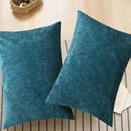 CaliTime Throw Pillow Covers Decorative 20 X 26 Inches Pack of 2 Cozy Chenille Standard Pillow Shams Cases for Couch Sofa Bed Living Room Home Ocean Blue
