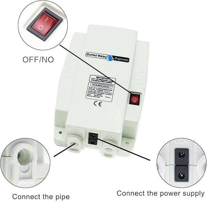 Bottled Water Dispenser Pump System with Single Inlet, 110V 60PSI Drinking Water Electric Water Pump,Compatible with Coffee/Tea Maker, Water Dispenser,Ice Maker,Refrigerator