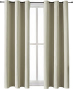 ChrisDowa Grommet Room Darkening Curtains for Bedroom and Living Room - 2 Panels Set Thermal Insulated Blackout Curtains (Beige, 38W x 45L)
